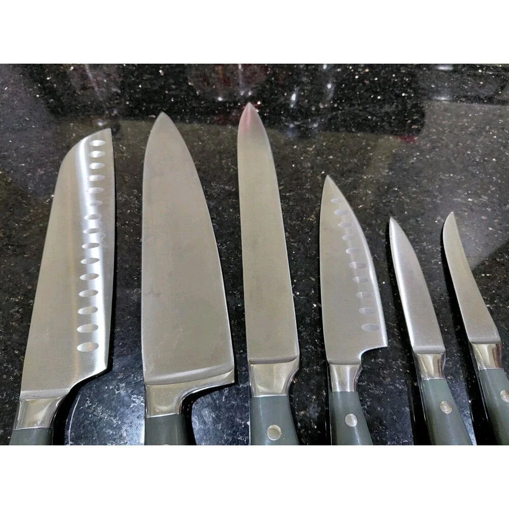 Set Of 6 Sabatier Knives Gray Rivet Handles 21D890