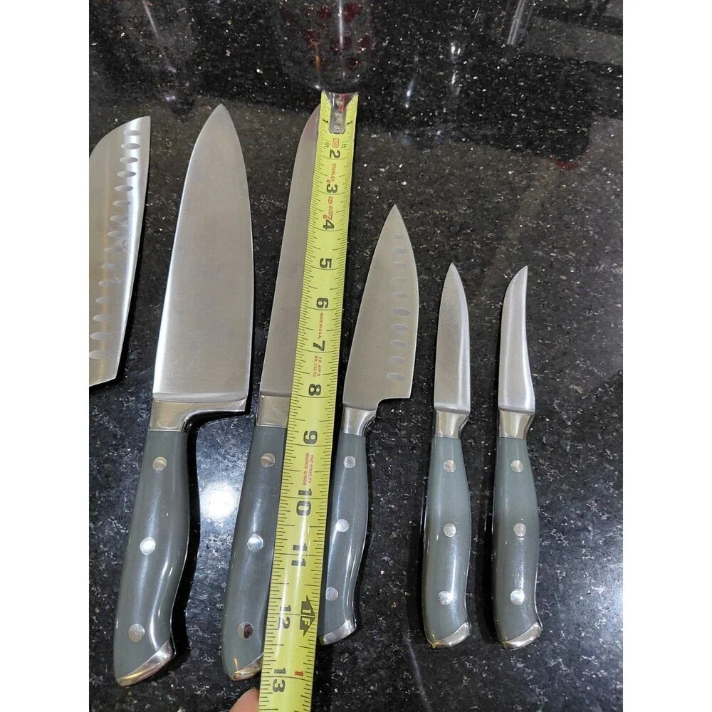 Set Of 6 Sabatier Knives Gray Rivet Handles 21D890