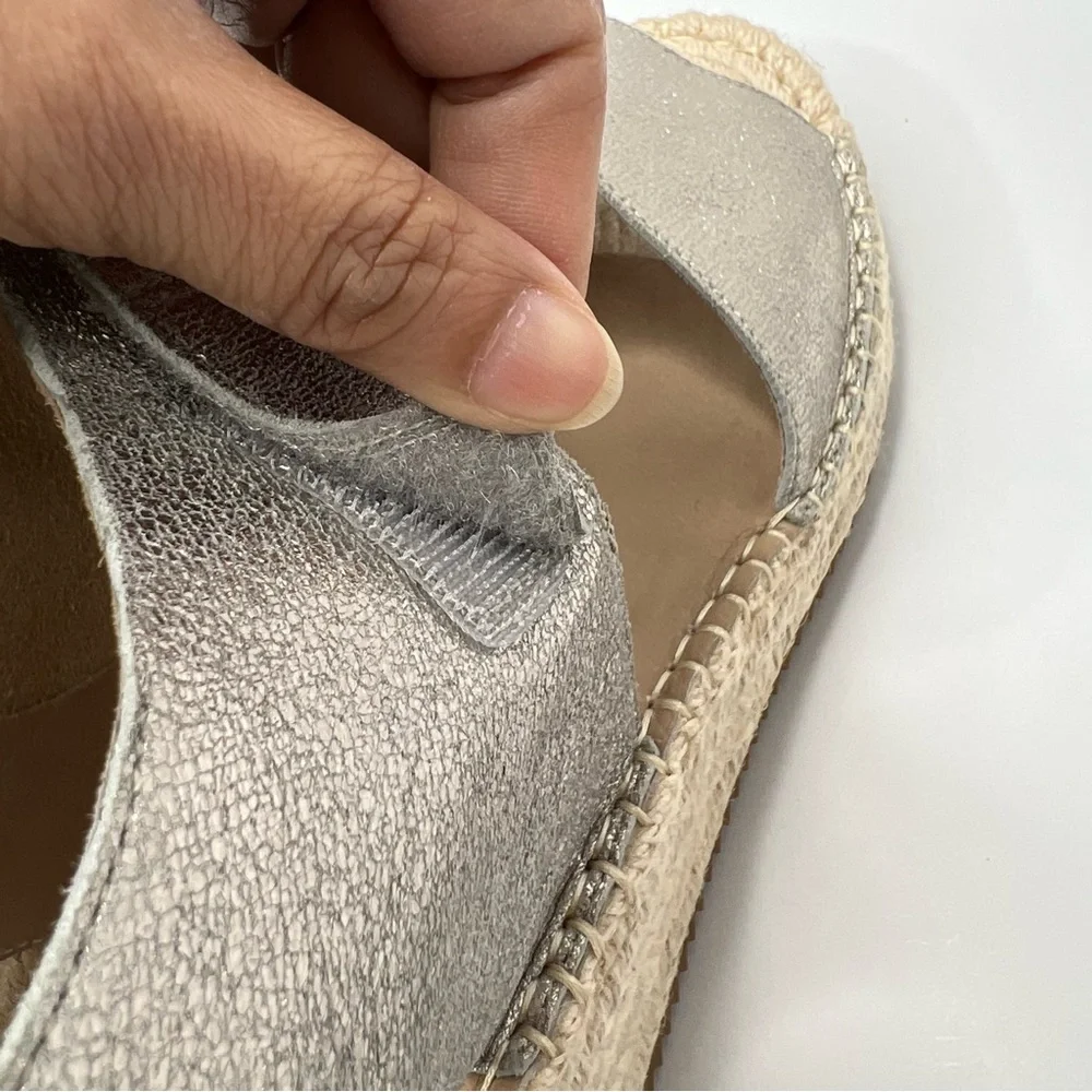 Eileen Fisher Weslia Espadrille Platform Wedge Sandal in Platinum Size 9.5
