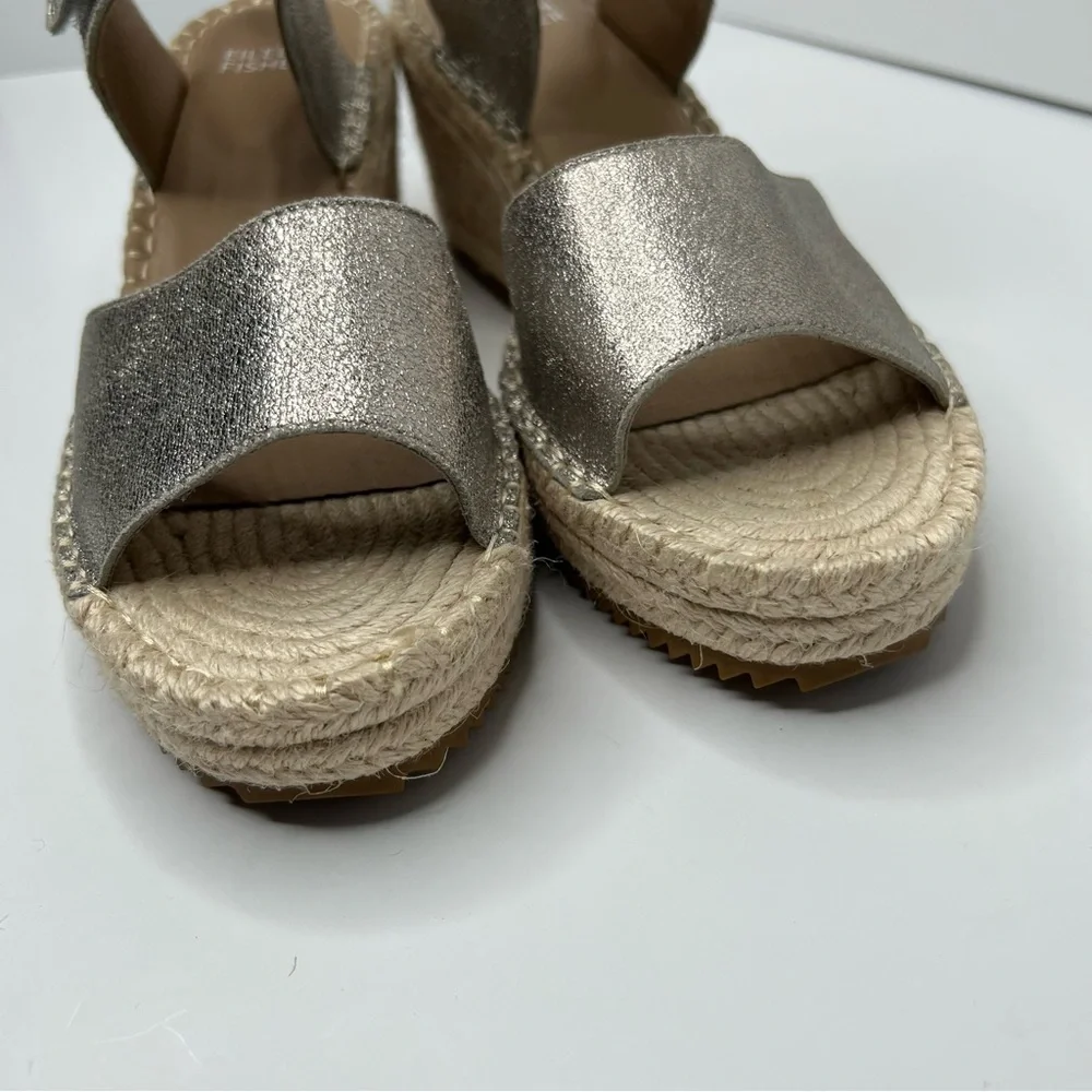 Eileen Fisher Weslia Espadrille Platform Wedge Sandal in Platinum Size 9.5