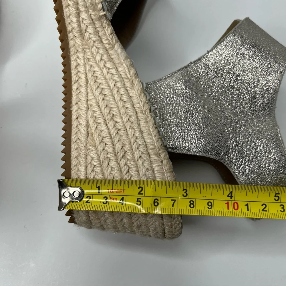 Eileen Fisher Weslia Espadrille Platform Wedge Sandal in Platinum Size 9.5
