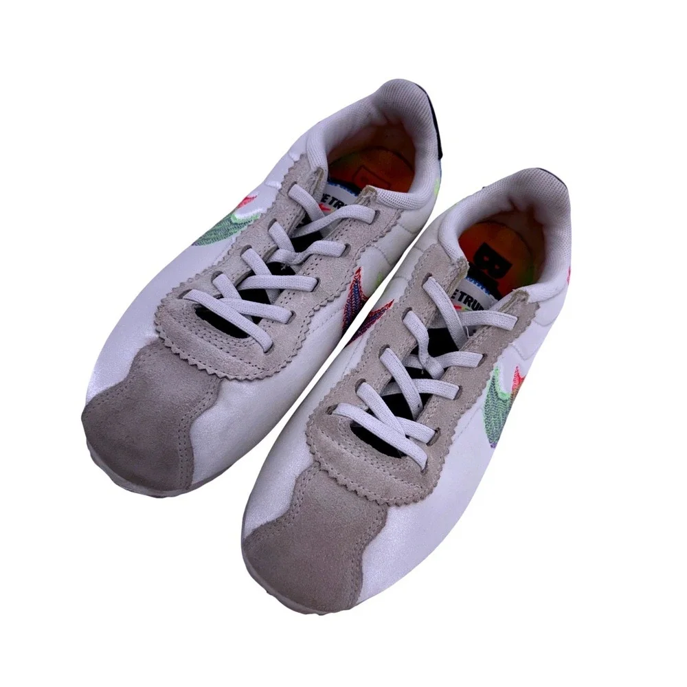 Nike Cortez Be True Rainbow Swoosh White Retro Y2K Sneakers Youth 2.5Y
