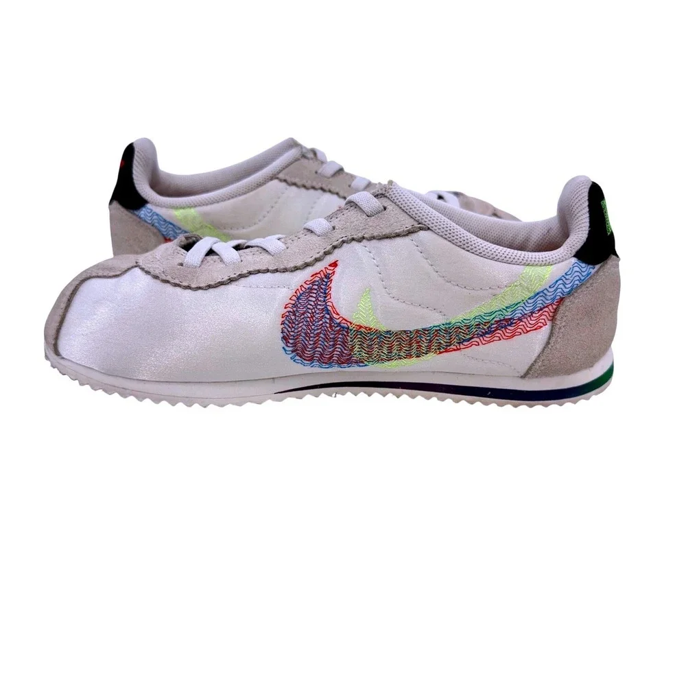 Nike Cortez Be True Rainbow Swoosh White Retro Y2K Sneakers Youth 2.5Y