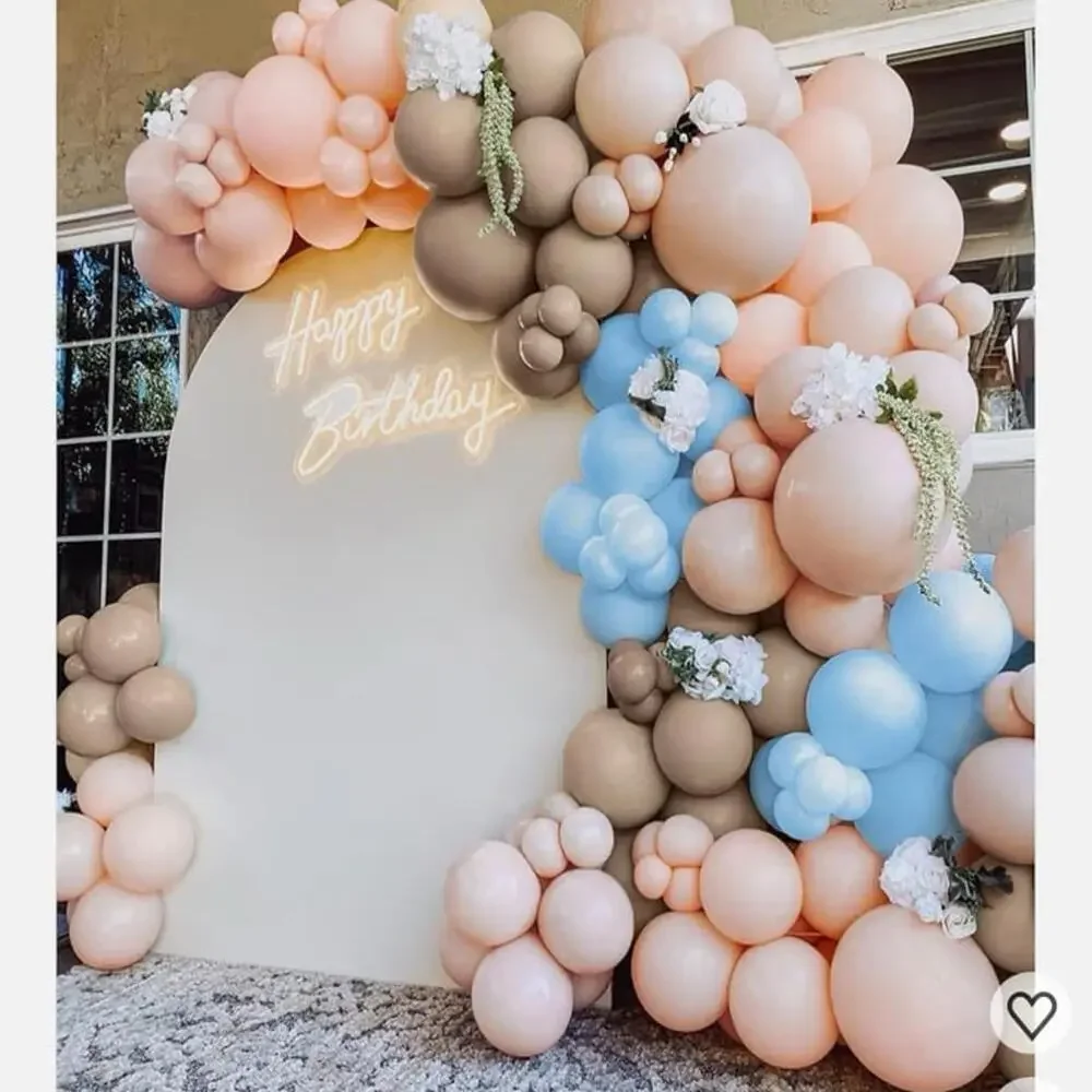 145Pcs Dusty Blue and Pink Balloons Garland Kit