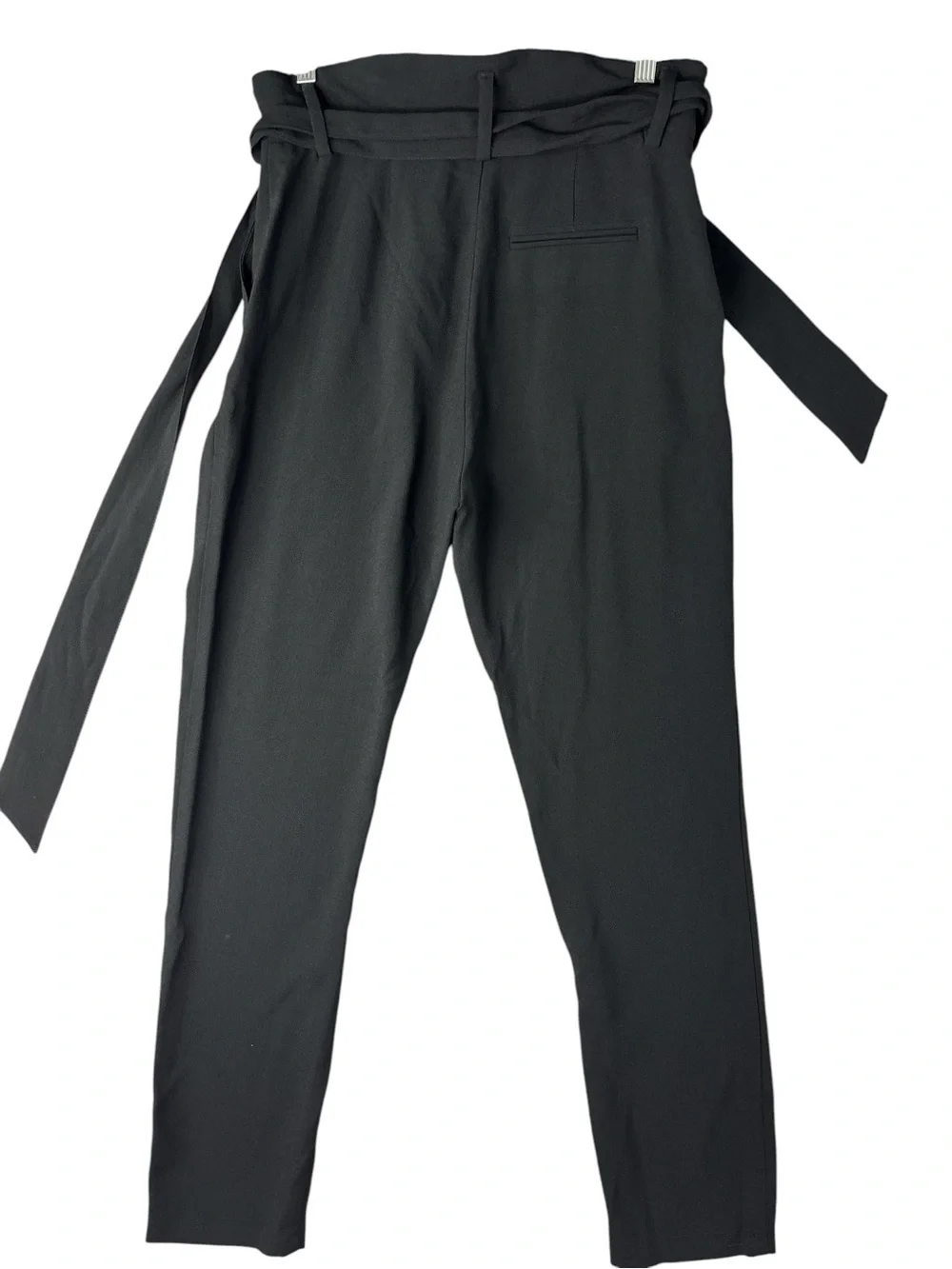 Sezane Black Paperbag Waist Chinos with Tie Belt