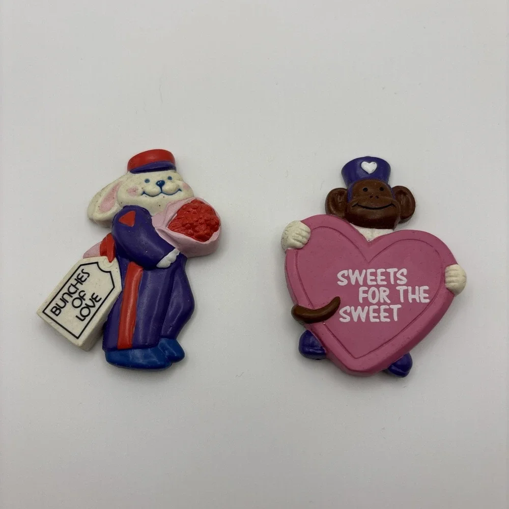 Vtg Avon Refrigerator Magnets Bunches Of Love‎ Sweets For The Sweet Bunny Monkey