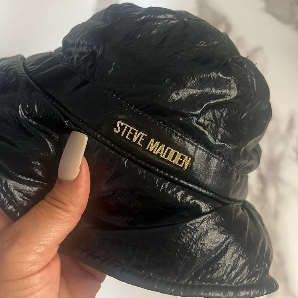 Youth Steven Madden faux leather look vinyl bucket‎ hat in black  Unisex