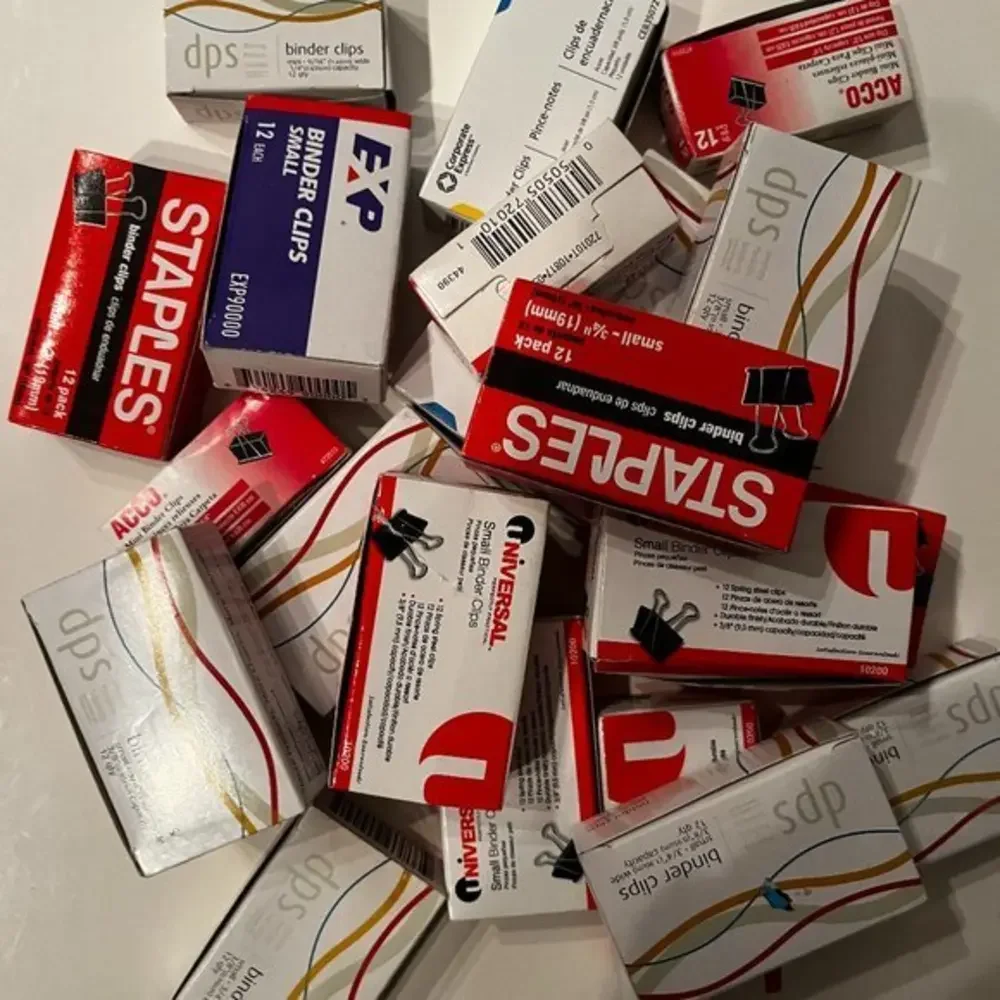 Binder Clips - Lot of 22 boxes‎ of varies sizes - new