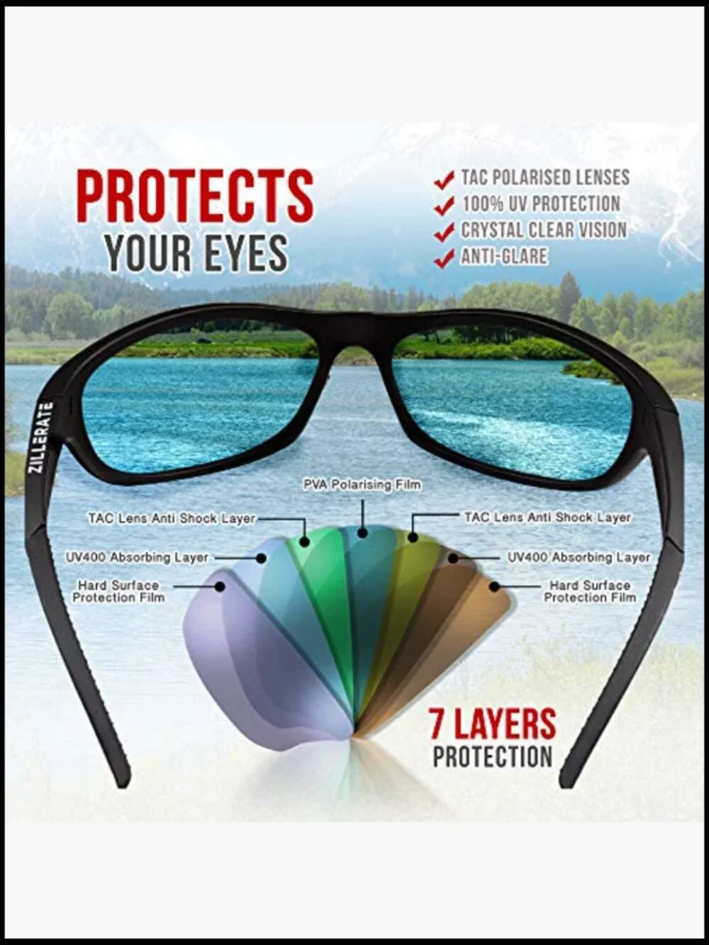 Polarized Sports Wrap Sunglasses UV Protection Fishing Running Golf