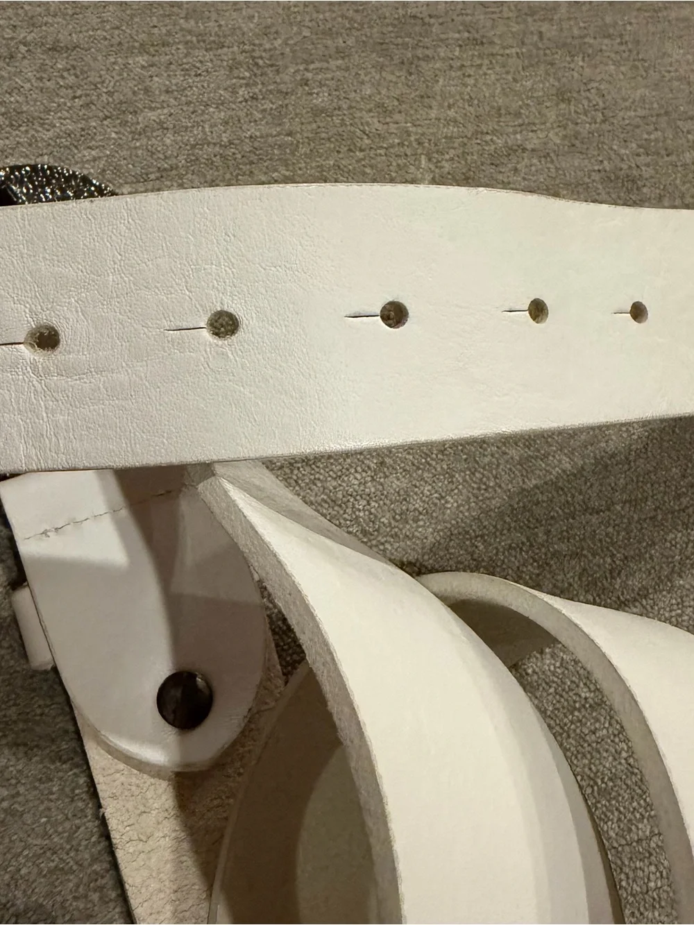 Vintage White Belt Crown Union Jack Buckle Punk Y2K Boho 33-37