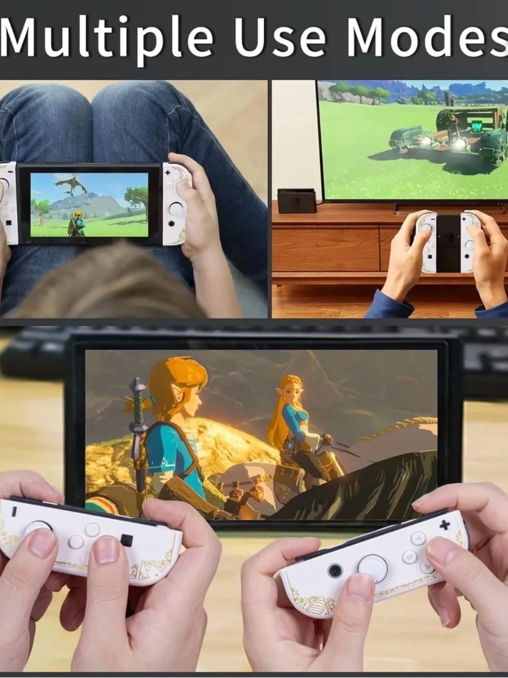 Nintendo Compatible Joy-Con Controller Pair - White with Gold Accent