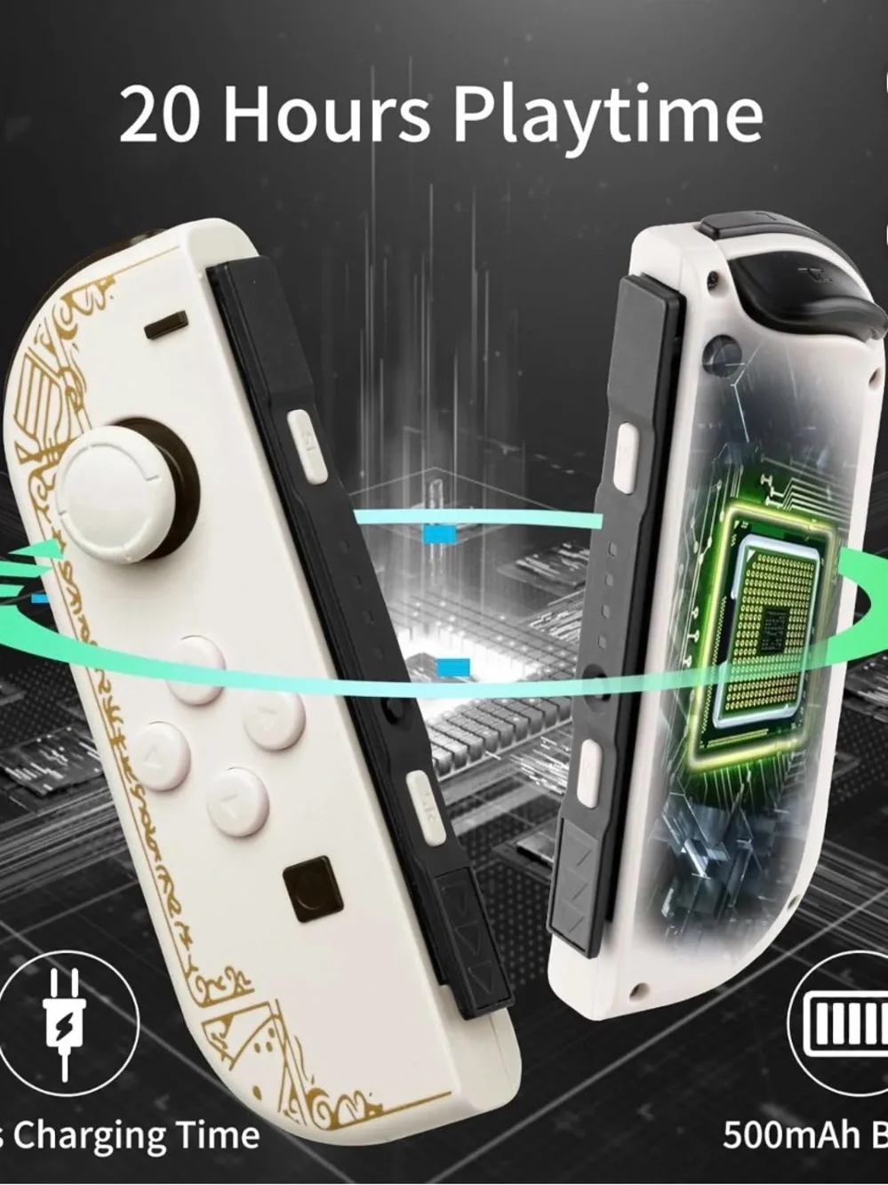 Nintendo Compatible Joy-Con Controller Pair - White with Gold Accent