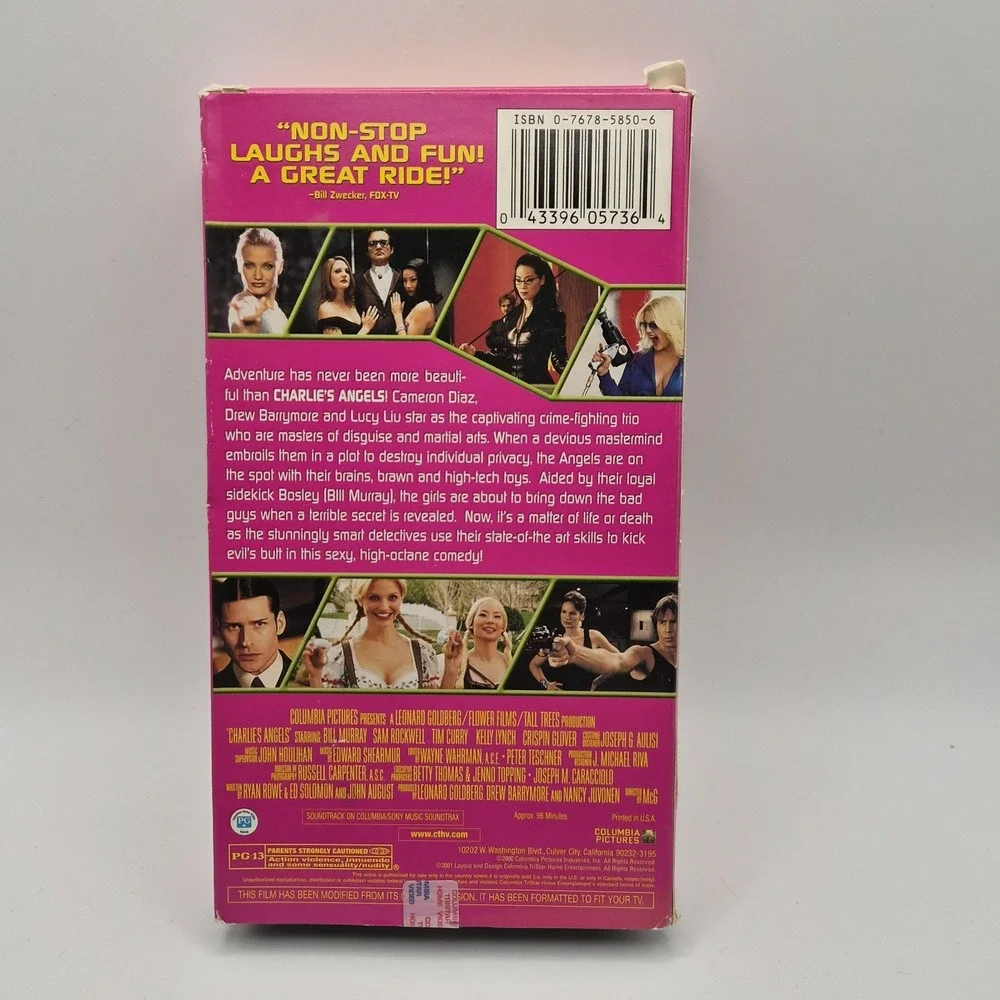 Charlie's Angels VHS 2000‎ Cameron Diaz Drew Barrymore Lucy Liu Action Film