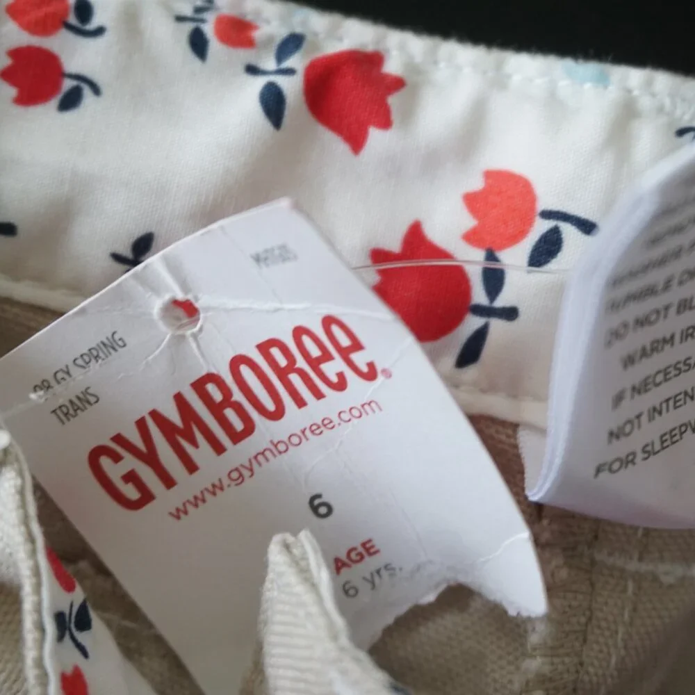NEW Gymboree Y2K Holland Days Tulip Pocket Cargo Khaki Embroidered Pants Girls 6