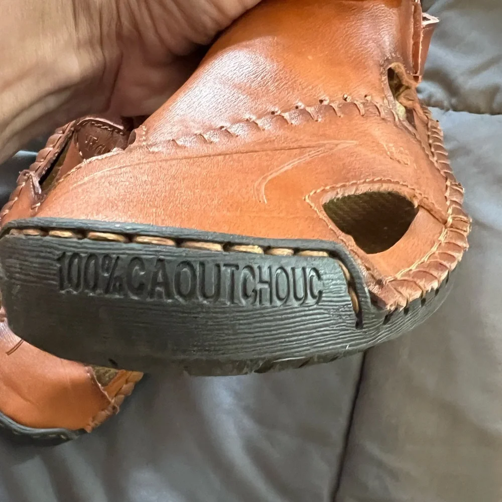 HSY Fashion Men's 100% Caoutchouc Leather Closed Toe Sandal‎ Brown Size 40 US 7