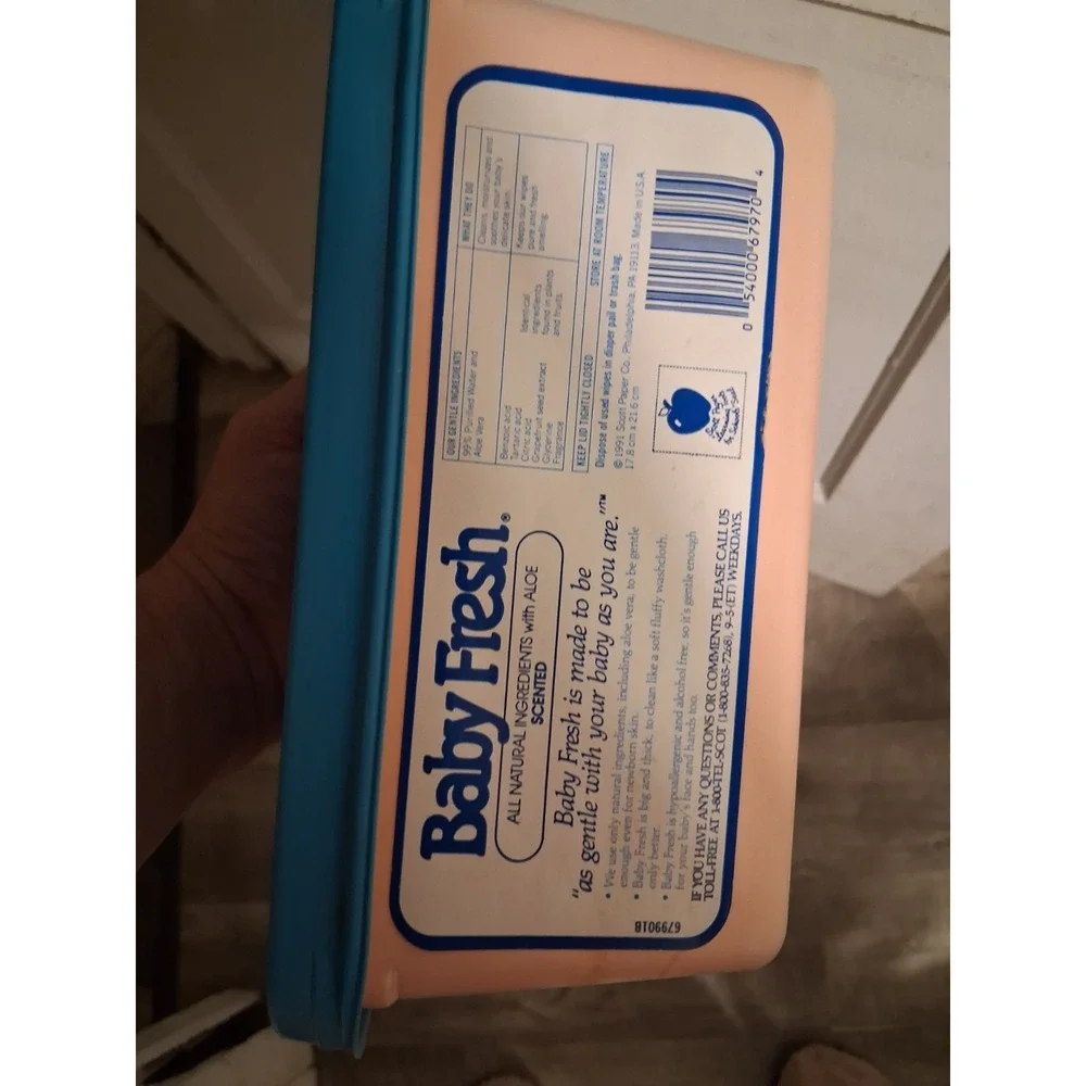 Vintage Baby Wipes Container Tub 90s Pink Blue Baby Fresh Scott RARE‎ HTF