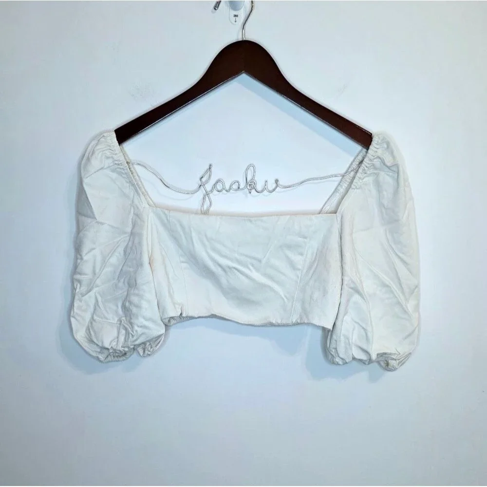 O.P.T Beige Ivory Cropped Off The Shoulder Top Size Small