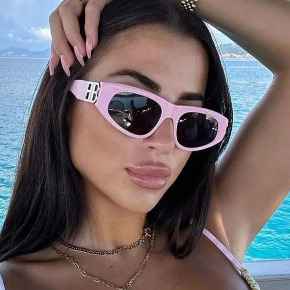 SALE! NEW Balenciaga BB0095S 013 Pink Silver Grey Cat Eye Unisex Sunglasses