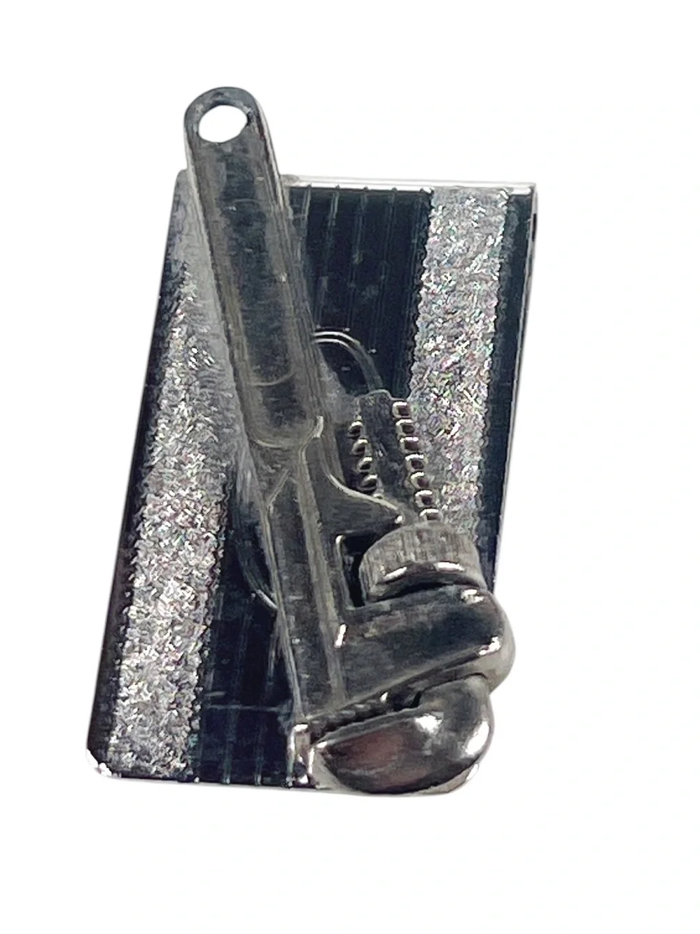 Vintage Pipe Wrench Silver Tone Money Clip Plumber Handyman Construction