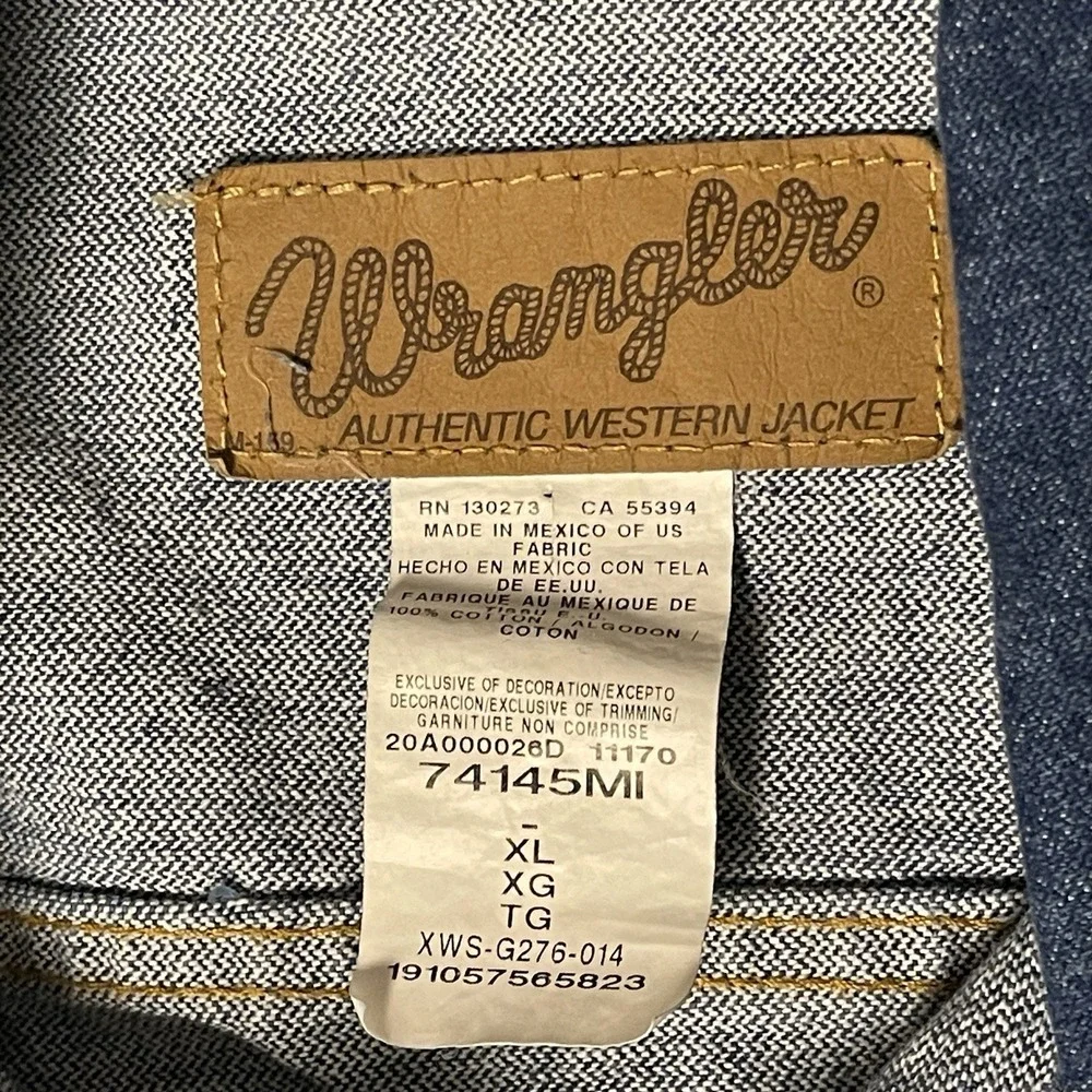 Wrangler Denim Trucker Jacket Mens XL Unlined‎ Western Rodeo Ranch Rodeo