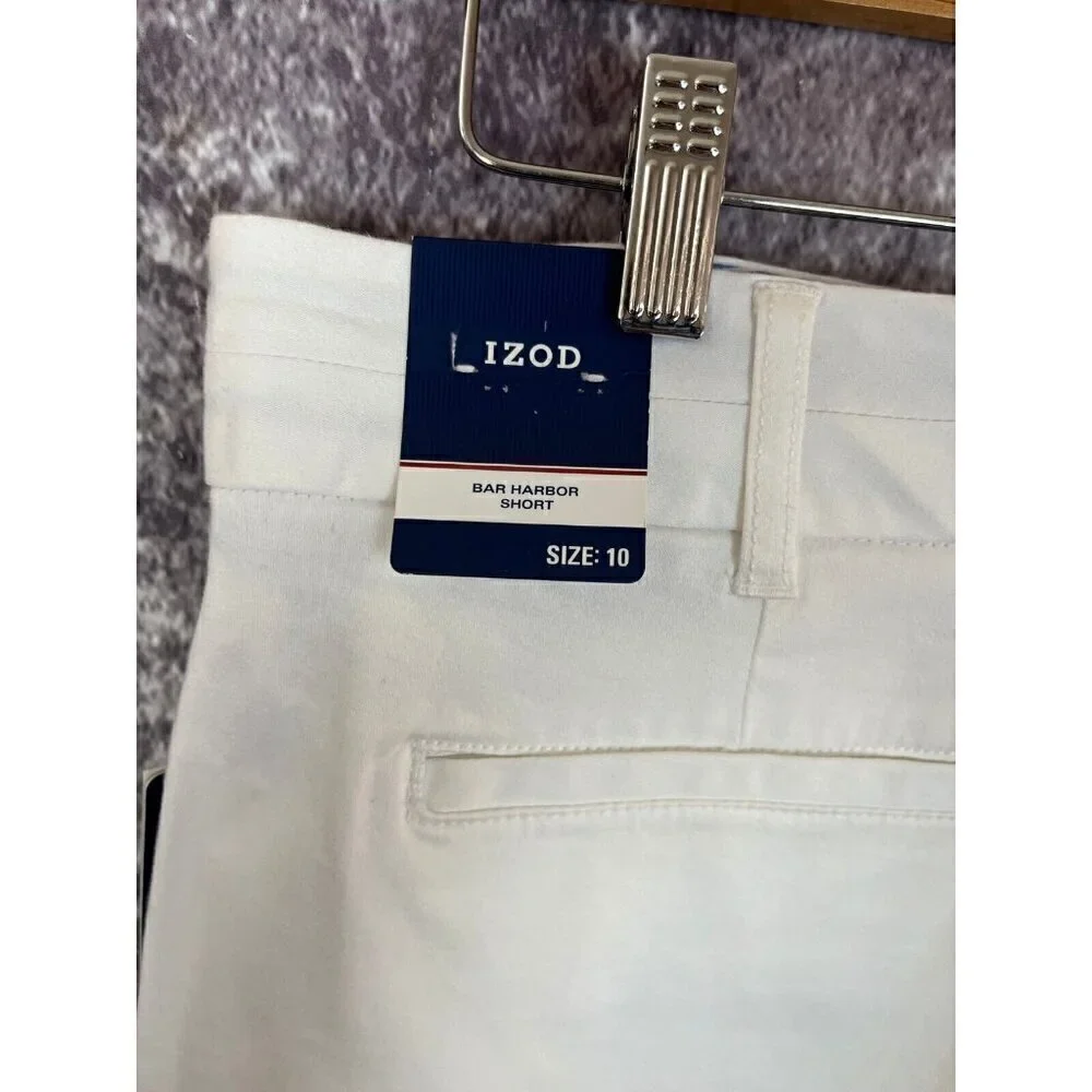 Izod Shorts Women's 10 White Chino‎ Bar Harbor Khaki Golf Preppy Stretch NEW