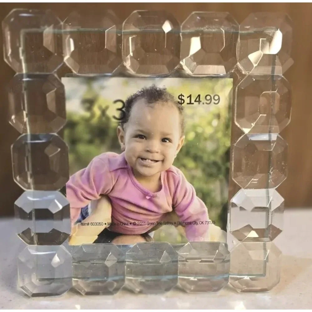 New‎ Modern Solid Glass 5x5 Picture Frame Holds 3x3 Photo