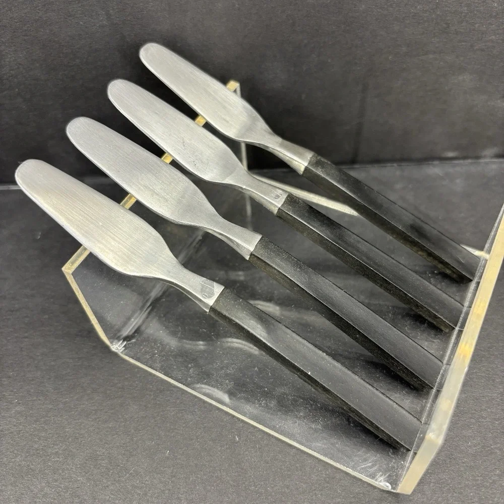 AK Company Japan MCM Dark‎ Wood Stainless Steel Mini Spreaders Vintage Set Of 4