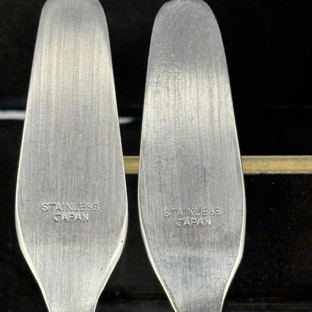 AK Company Japan MCM Dark‎ Wood Stainless Steel Mini Spreaders Vintage Set Of 4