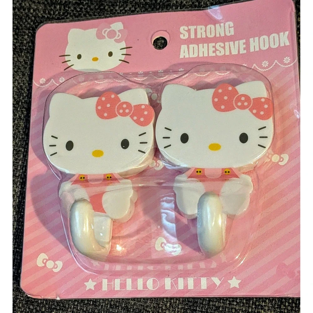 Hello Kitty Adhesive Hooks‎ Strong Wall Mount Cute Decor Kawaii Home NIP