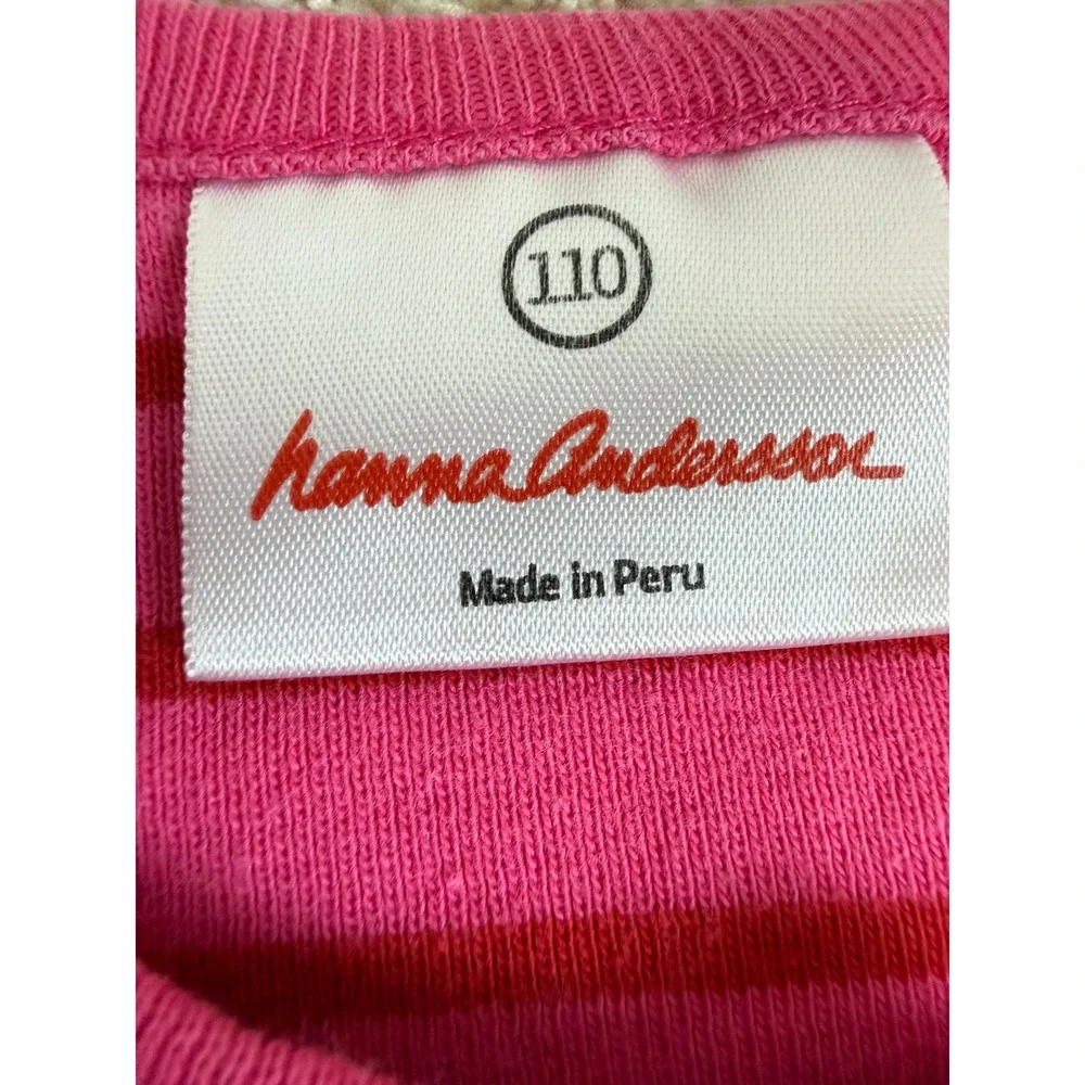 LOT Hanna Andersson Girls Dress Pink Red Striped Leggings 110 5T Scandi Play