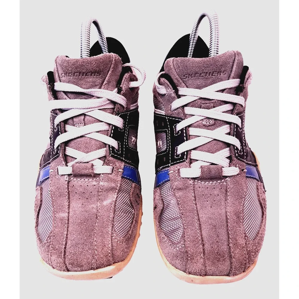 Skechers Gray Suede‎ Men's 7 Mesh Lace Up Comfort Casual Shoes