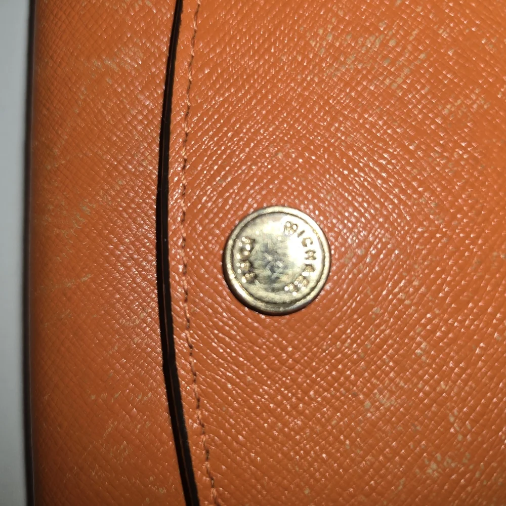 Michael Kors Orange Saffiano Leather Cl Wallet with Gold Snap