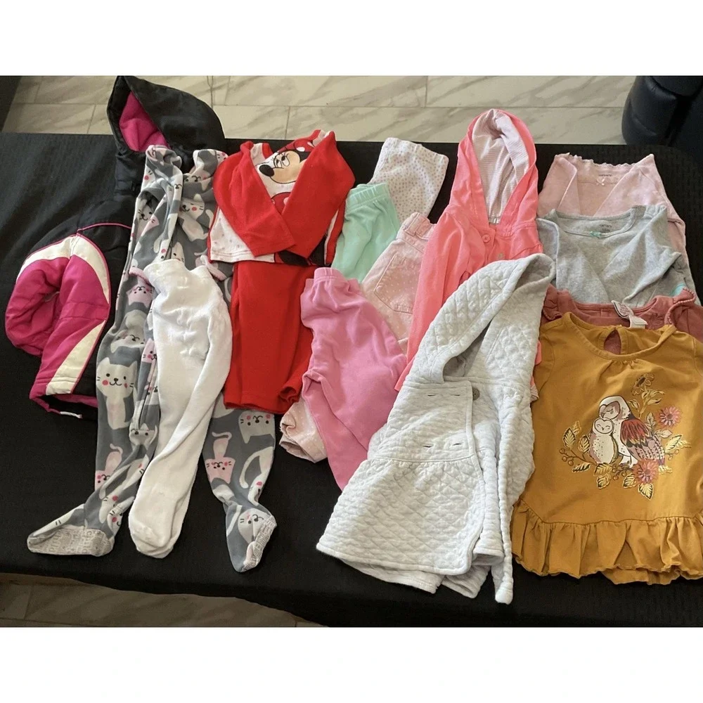 Mixed Brands 15pc Clothes Lot Girls 12-18M Multicolor Disney Fall Winter Layette