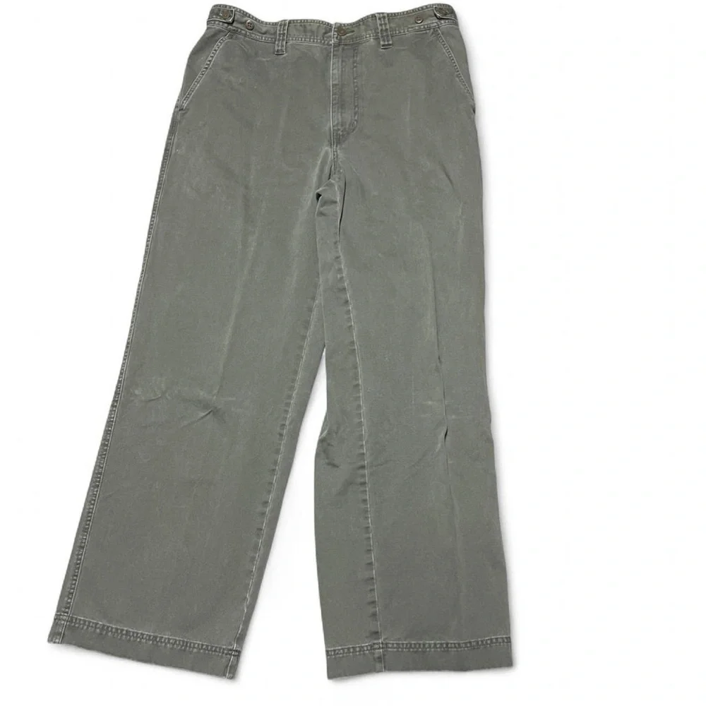 Vintage Y2K Express 36x32 Green Baggy Flap Pocket Chino Mens Pants Wide Leg