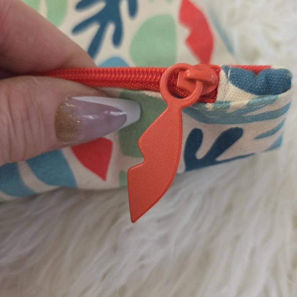 Ipsy Glam Bag Blue Orange Abstract Cosmetics Bag