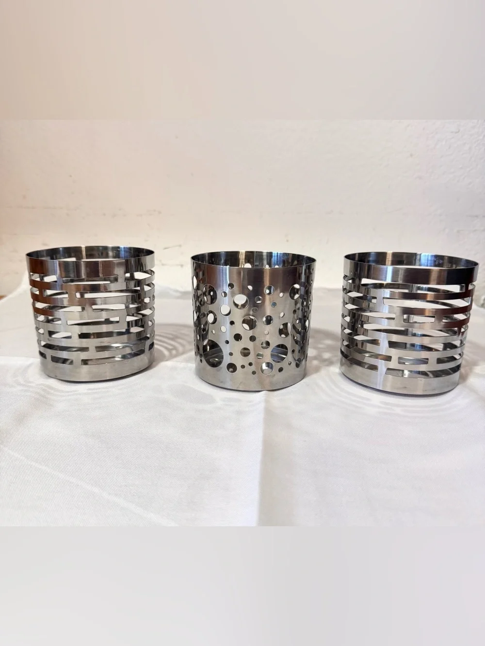 IKEA Stainless Steel Silver Decorative Votive Candle Holders - Set of 3