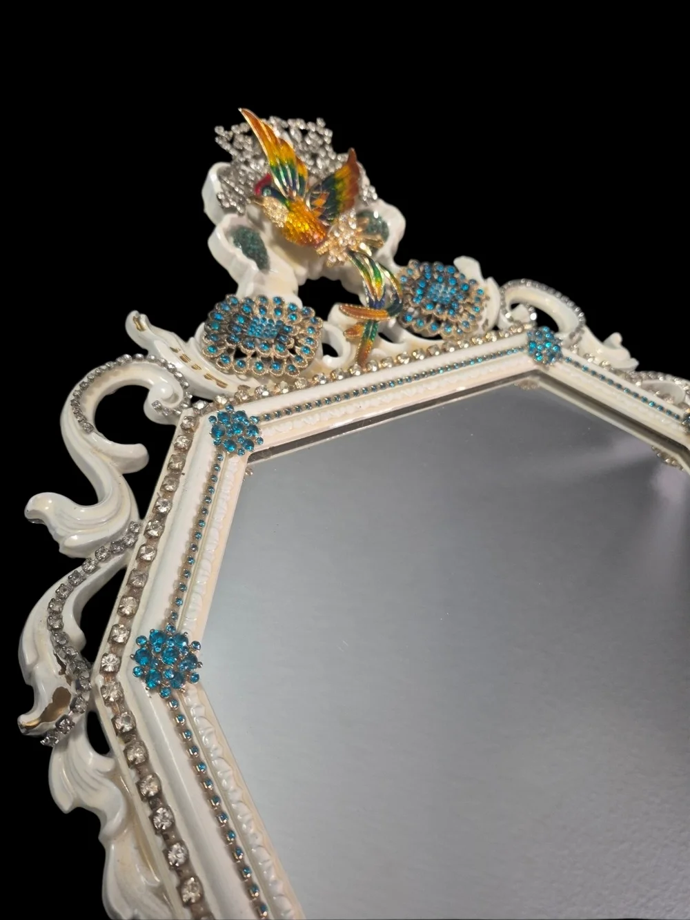 Multicolor Humming Bird with Blue Crystal Accents