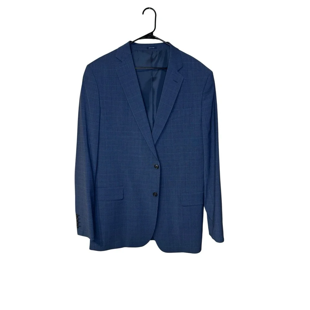 Stafford Men Blazer‎ Jacket Plaid Woolblend Classic Fit 2-Button Double Vent 46L