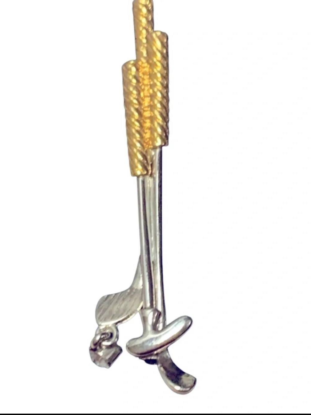 Set of Golf Clubs & Club bag Gold Tone Crystal Rhinestone Gem  2.25” Brooches