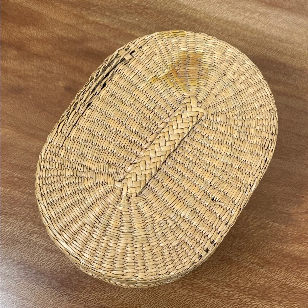 Set of 4 Vintage Grass Nesting Baskets with Lids
