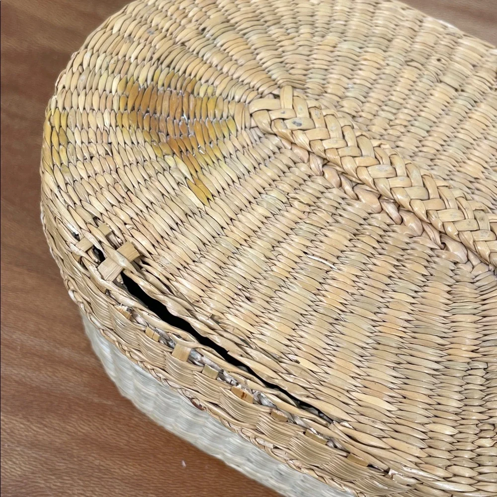 Set of 4 Vintage Grass Nesting Baskets with Lids