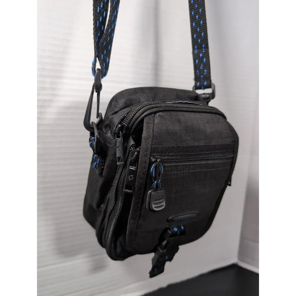 SAMSONITE PADDED CROSSBODY CAMERA BAG/ CASE/PURSE WITH COMPARTMENTS BLACK EUC