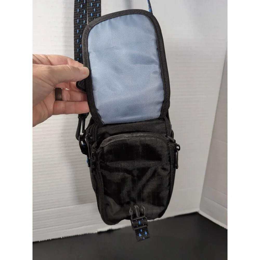 SAMSONITE PADDED CROSSBODY CAMERA BAG/ CASE/PURSE WITH COMPARTMENTS BLACK EUC
