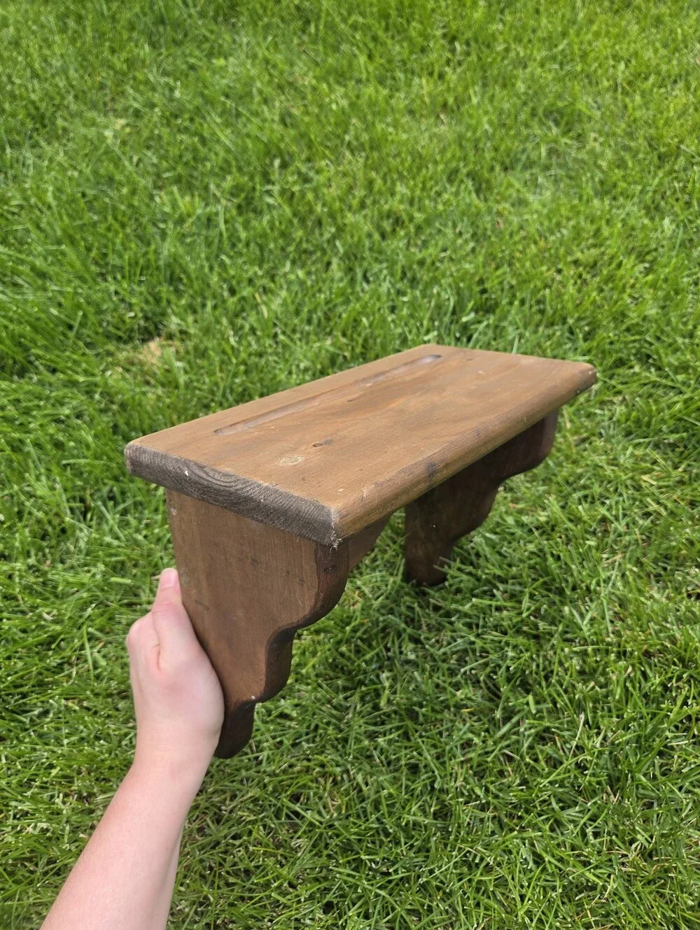 Vintage Kuiper Signed Wood Wall Shelf - Scalloped Cottagecore Floating Display -