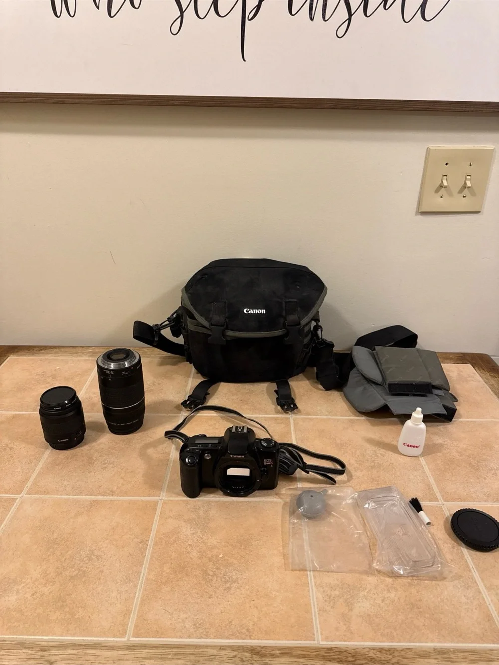 CANON EOS Rebel XS 35mm Film Camera w/EF 75 & EF 35 Lens