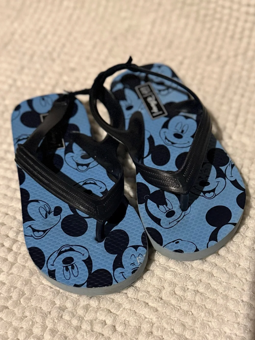 2 Pair Kids Blue Slide Sandals and Mickey Print Blue Flip Flops - 2-Pack