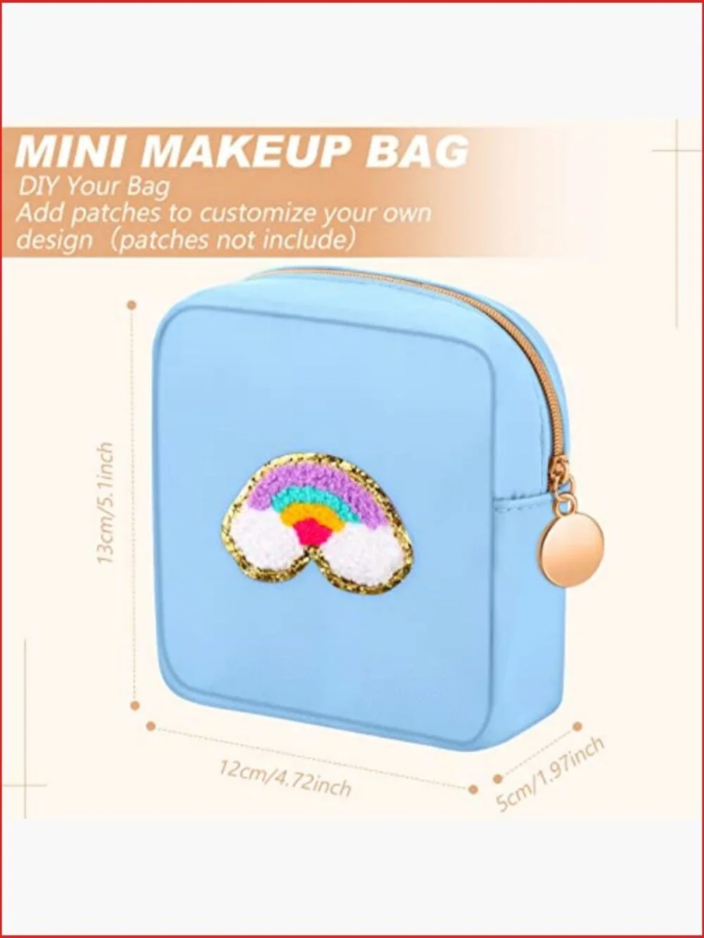 12 Pcs Mini Nylon Cosmetic Bags Pouch Set Zipper Closure Travel Makeup Organizer
