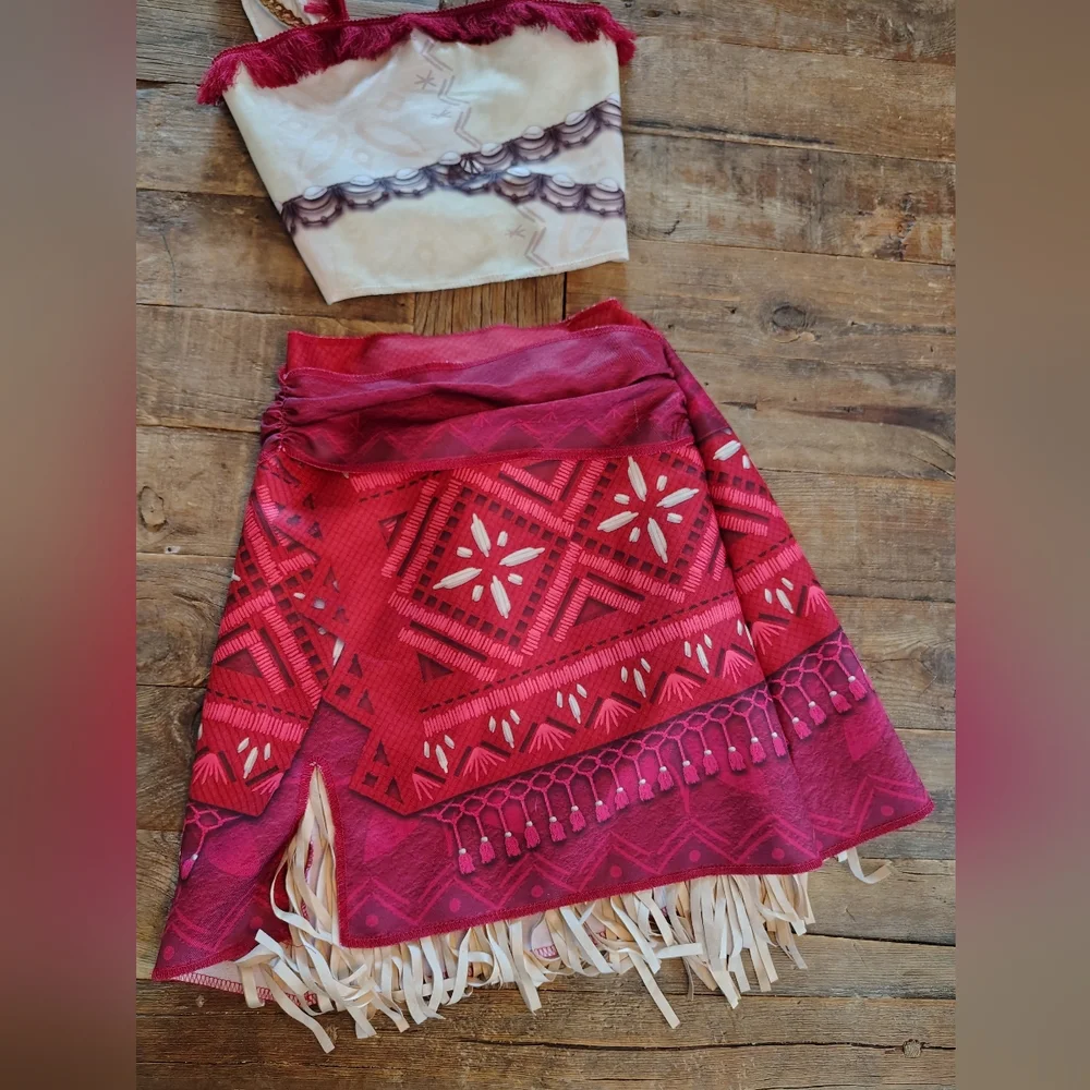 Disney Moana‎ 2 Costume Girls Size 4-6 Two Piece Outfit Skirt & Top