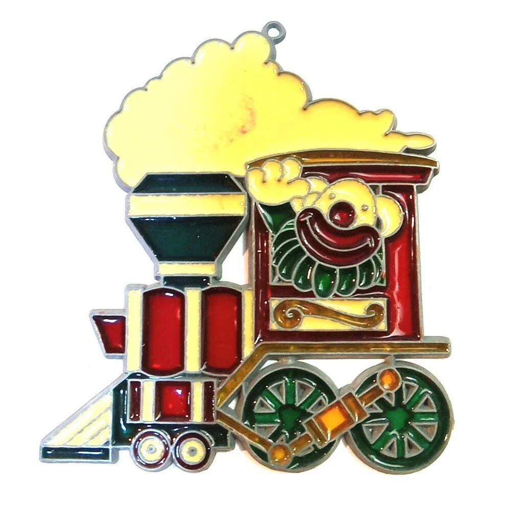 Vintage Suncatcher Train Engine with Clown Conductor 4.5