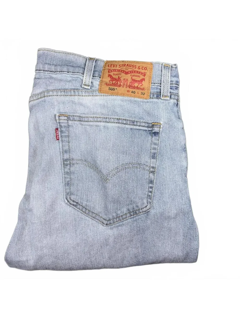 Levi's 505 Men’s 40 x 32 Straight Relaxed Light Wash Denim Jeans Work Or Casual